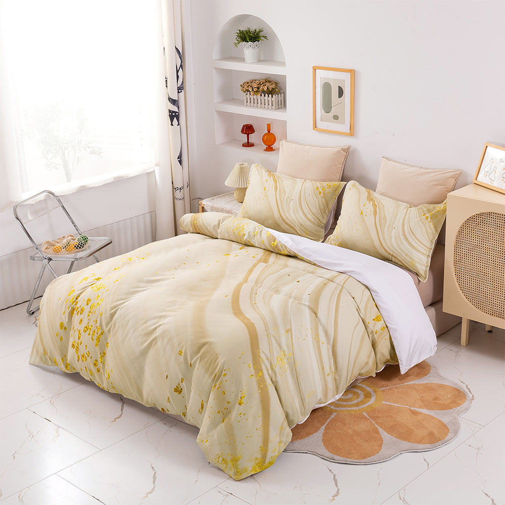 3D Beige Marble Abstract Quilt Cover Set Bedding Set Duvet Cover Pillowcases 398