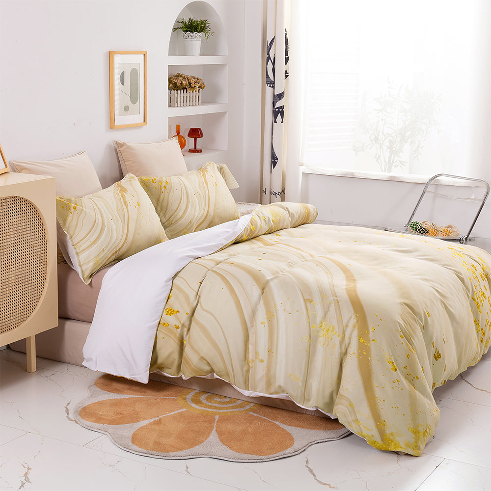 3D Beige Marble Abstract Quilt Cover Set Bedding Set Duvet Cover Pillowcases 398