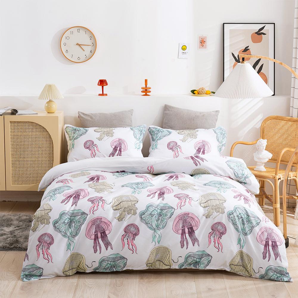 3D Cartoon Jellyfish Pattern Quilt Cover Set Bedding Set Duvet Cover Pillowcases 290