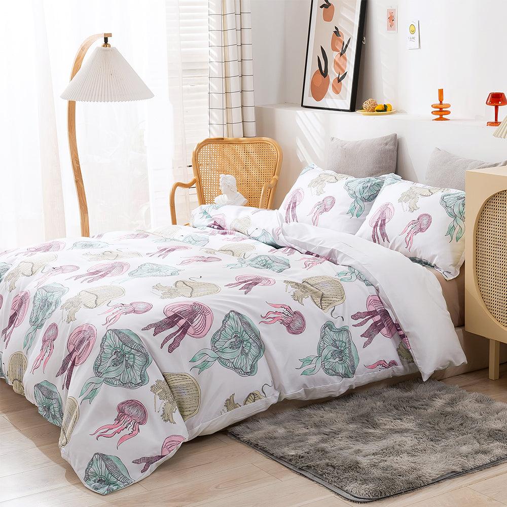 3D Cartoon Jellyfish Pattern Quilt Cover Set Bedding Set Duvet Cover Pillowcases 290
