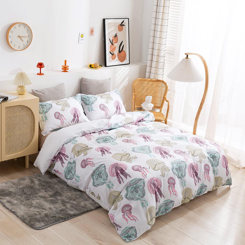 3D Cartoon Jellyfish Pattern Quilt Cover Set Bedding Set Duvet Cover Pillowcases 290