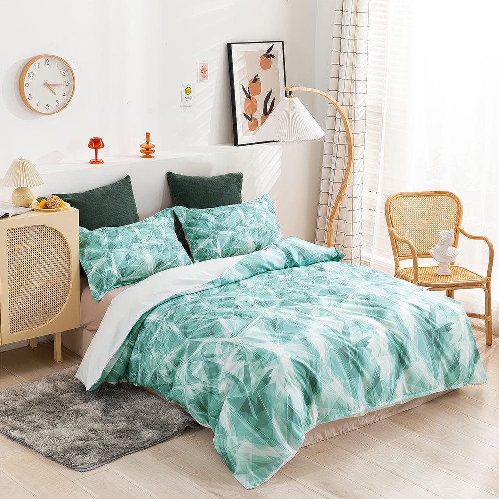 3D Abstract Green Geometry Quilt Cover Set Bedding Set Duvet Cover Pillowcases 311