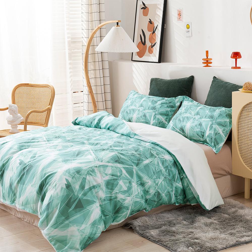 3D Abstract Green Geometry Quilt Cover Set Bedding Set Duvet Cover Pillowcases 311