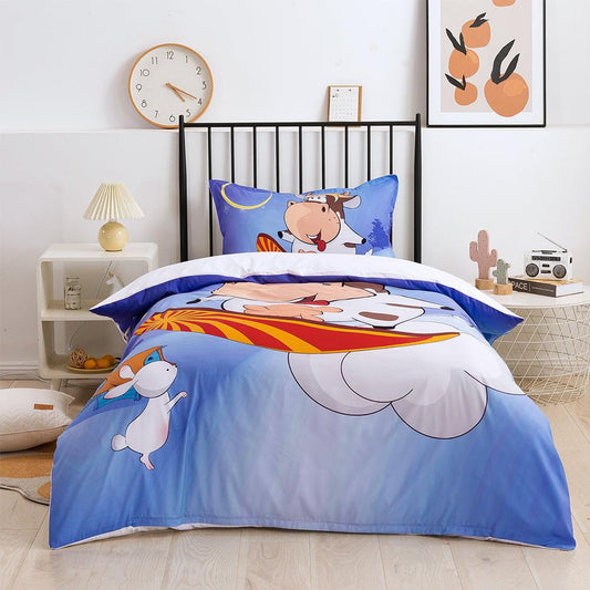 3D Cartoon Animal Cow Quilt Cover Set Bedding Set Duvet Cover Pillowcases 321