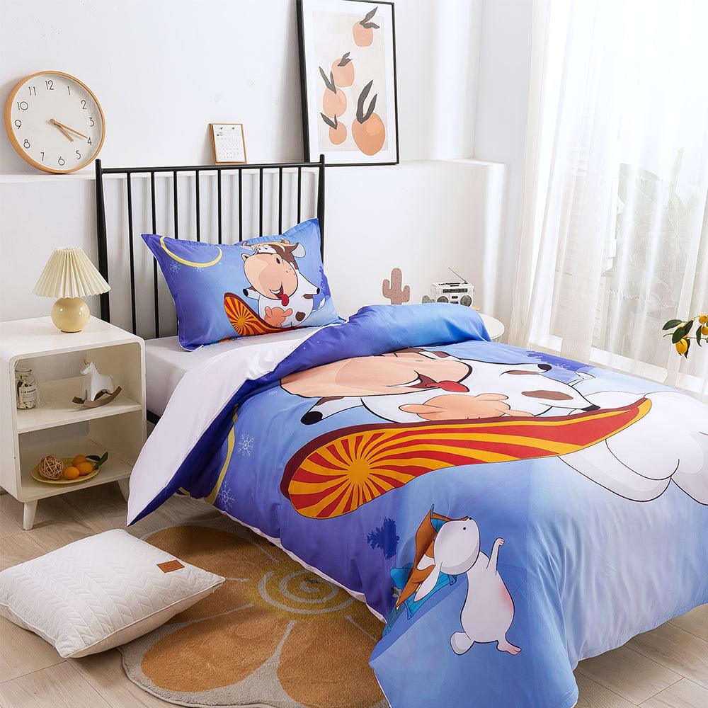 3D Cartoon Animal Cow Quilt Cover Set Bedding Set Duvet Cover Pillowcases 321