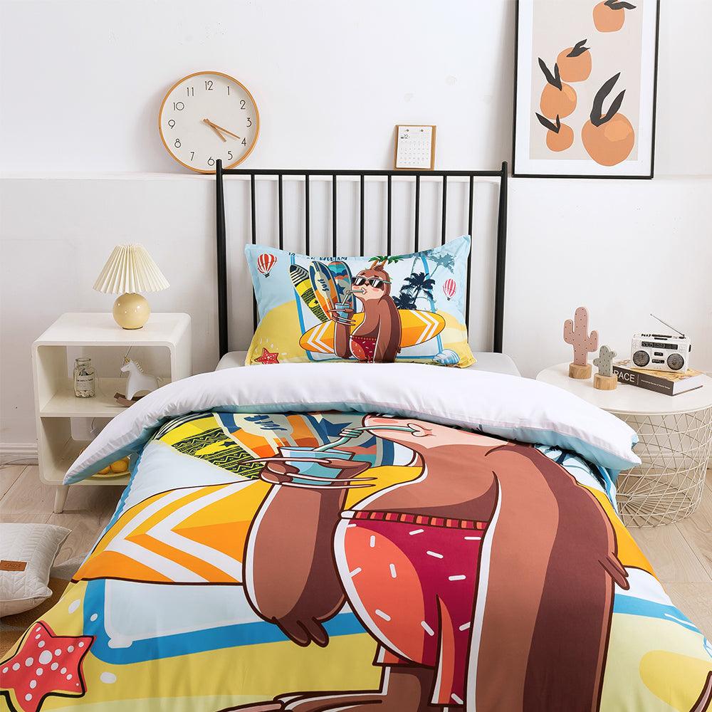 3D Cartoon Animal Beach Surfboard Quilt Cover Set Bedding Set Duvet Cover Pillowcases 322