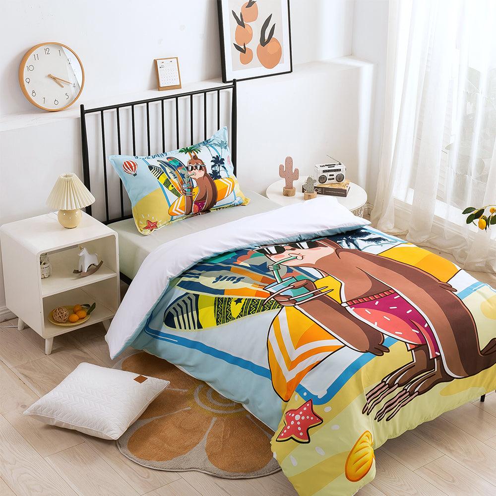 3D Cartoon Animal Beach Surfboard Quilt Cover Set Bedding Set Duvet Cover Pillowcases 322