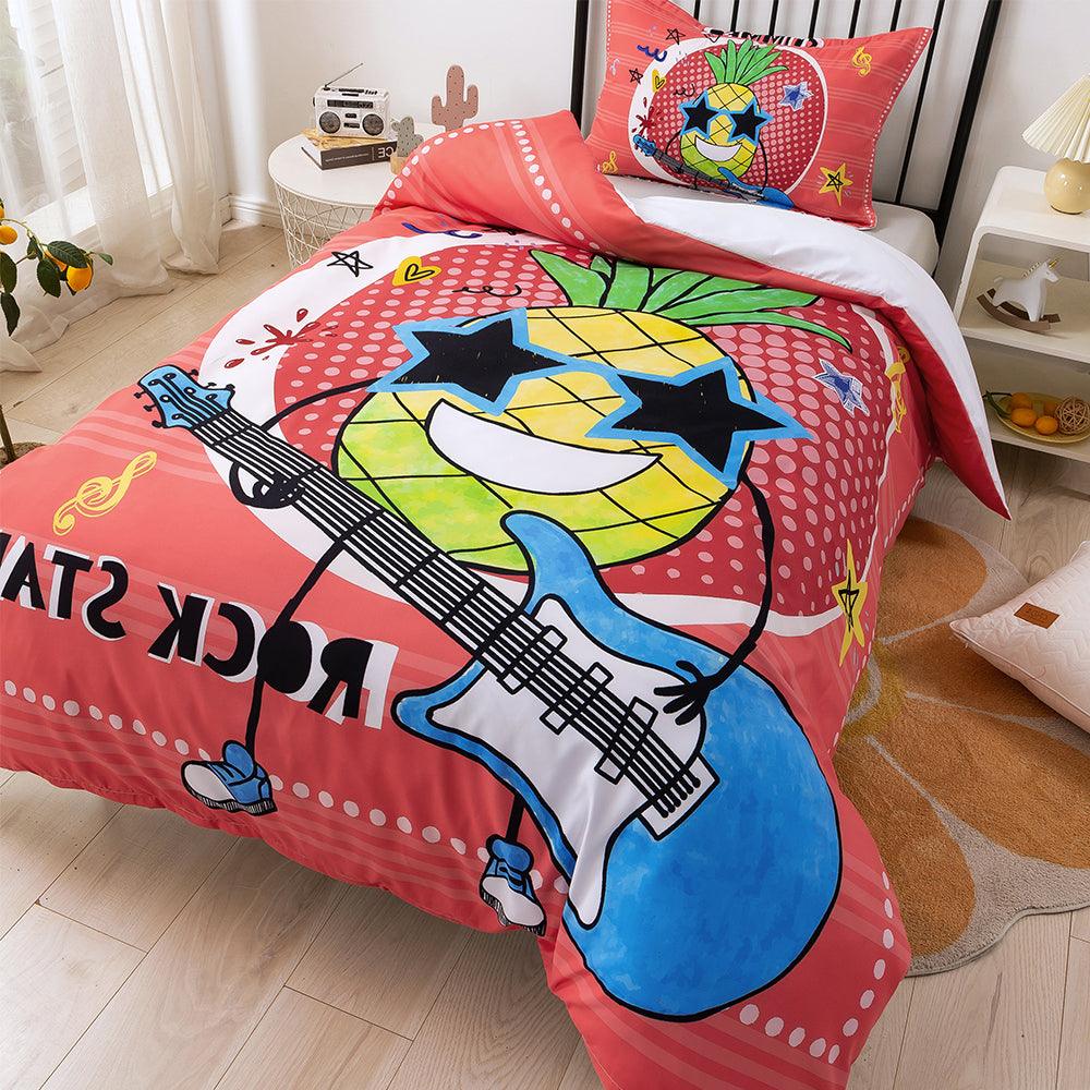 3D Cartoon Pineapple Guitar Quilt Cover Set Bedding Set Duvet Cover Pillowcases 324