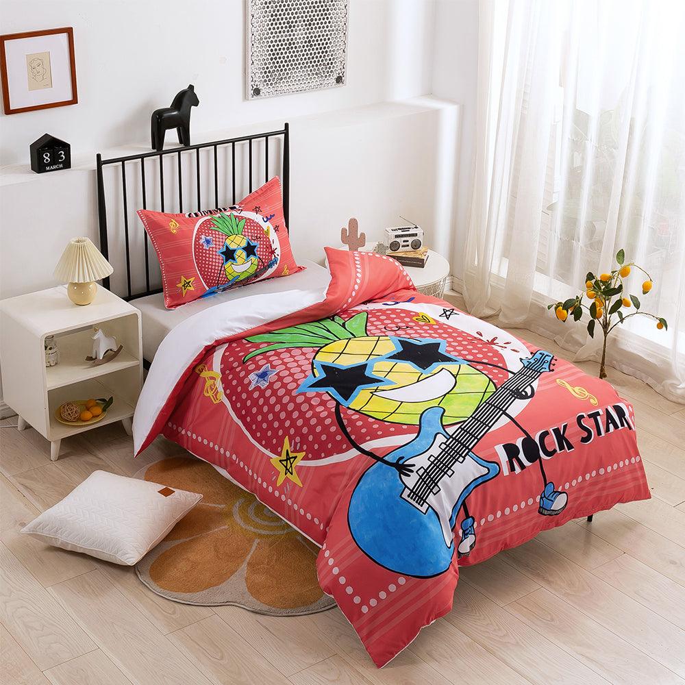 3D Cartoon Pineapple Guitar Quilt Cover Set Bedding Set Duvet Cover Pillowcases 324