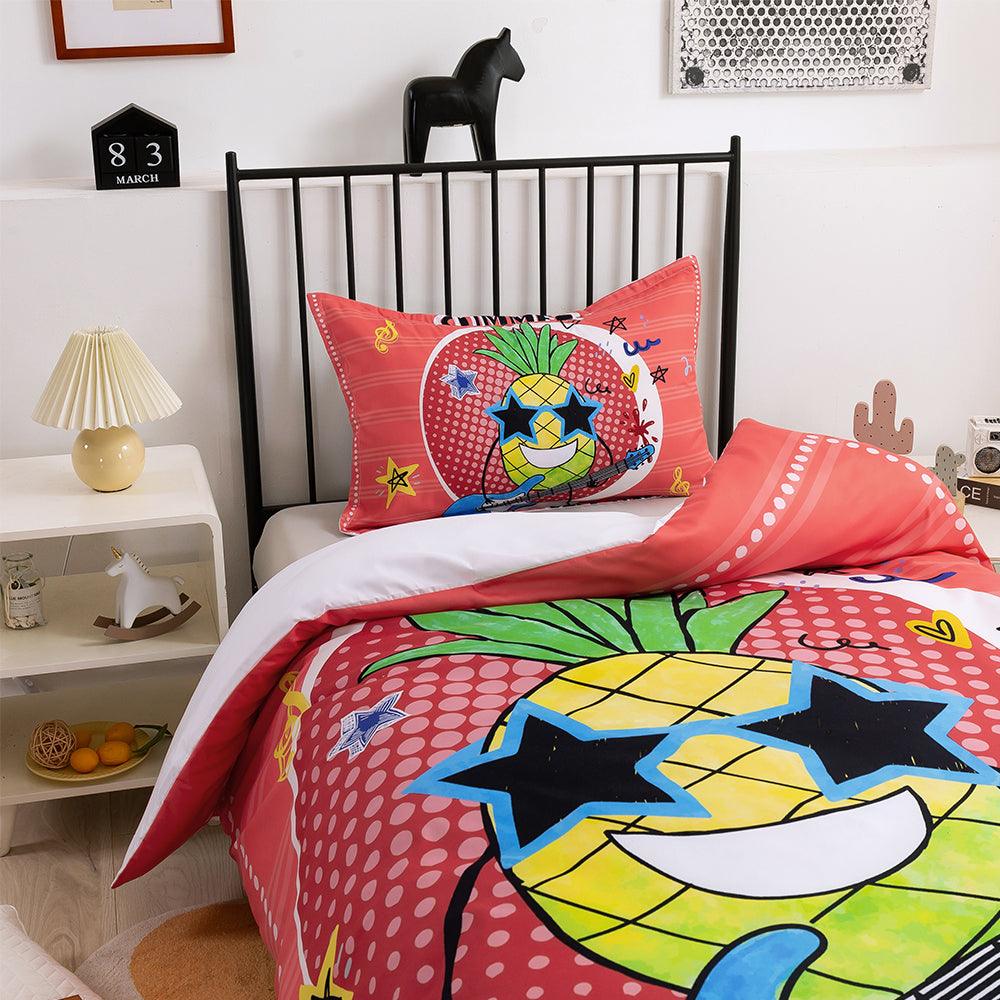3D Cartoon Pineapple Guitar Quilt Cover Set Bedding Set Duvet Cover Pillowcases 324