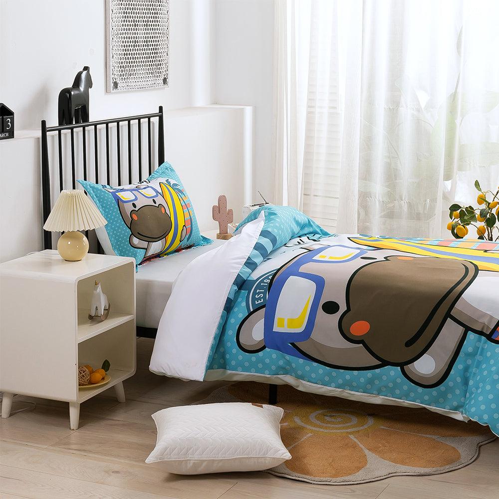 3D Cartoon Animal Hippopotamus Crab Surfboard Quilt Cover Set Bedding Set Duvet Cover Pillowcases 325