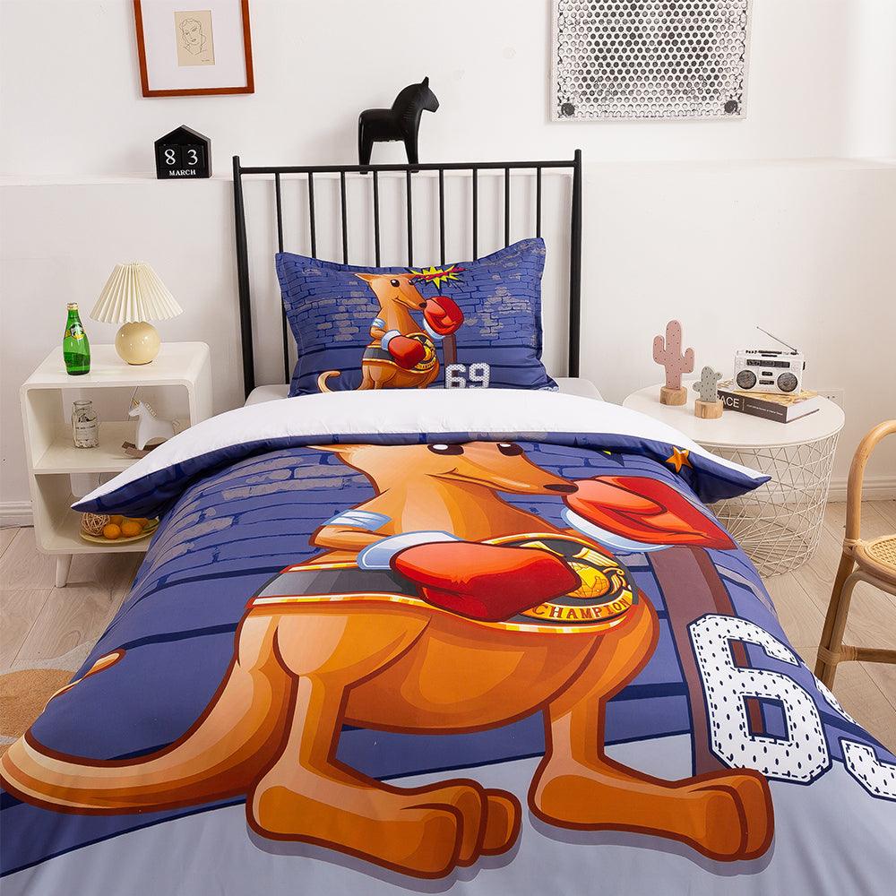 3D Cartoon Animal Kangaroo Boxing Quilt Cover Set Bedding Set Duvet Cover Pillowcases 327