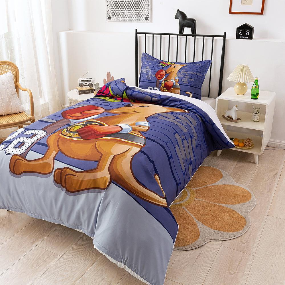 3D Cartoon Animal Kangaroo Boxing Quilt Cover Set Bedding Set Duvet Cover Pillowcases 327