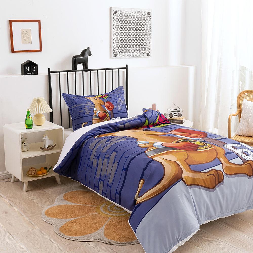 3D Cartoon Animal Kangaroo Boxing Quilt Cover Set Bedding Set Duvet Cover Pillowcases 327