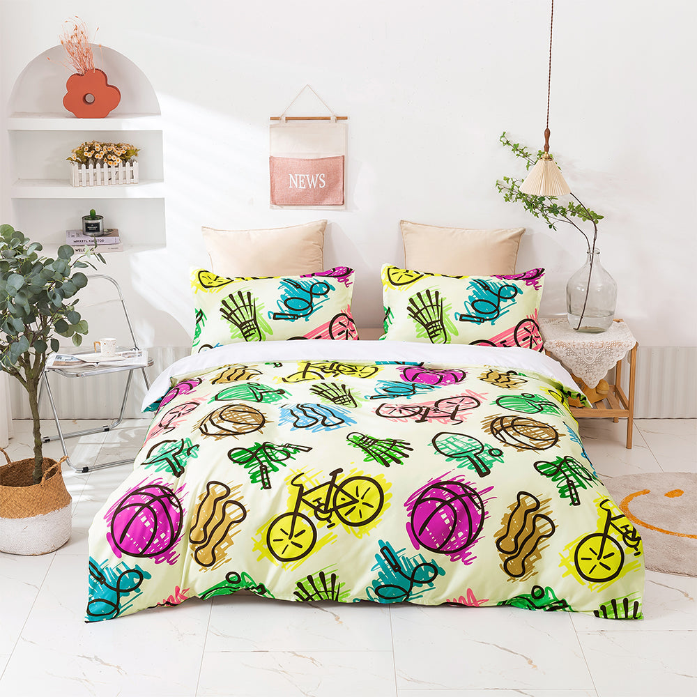 3D Basketball Bike Jump Rope Dumbbells Pattern Quilt Cover Set Bedding Set Duvet Cover Pillowcases 456