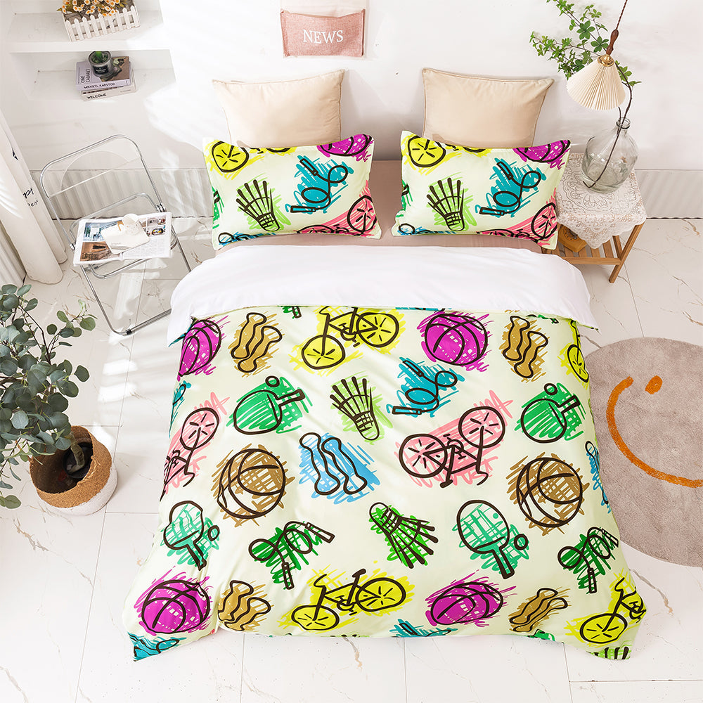 3D Basketball Bike Jump Rope Dumbbells Pattern Quilt Cover Set Bedding Set Duvet Cover Pillowcases 456