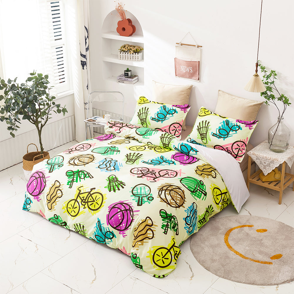 3D Basketball Bike Jump Rope Dumbbells Pattern Quilt Cover Set Bedding Set Duvet Cover Pillowcases 456