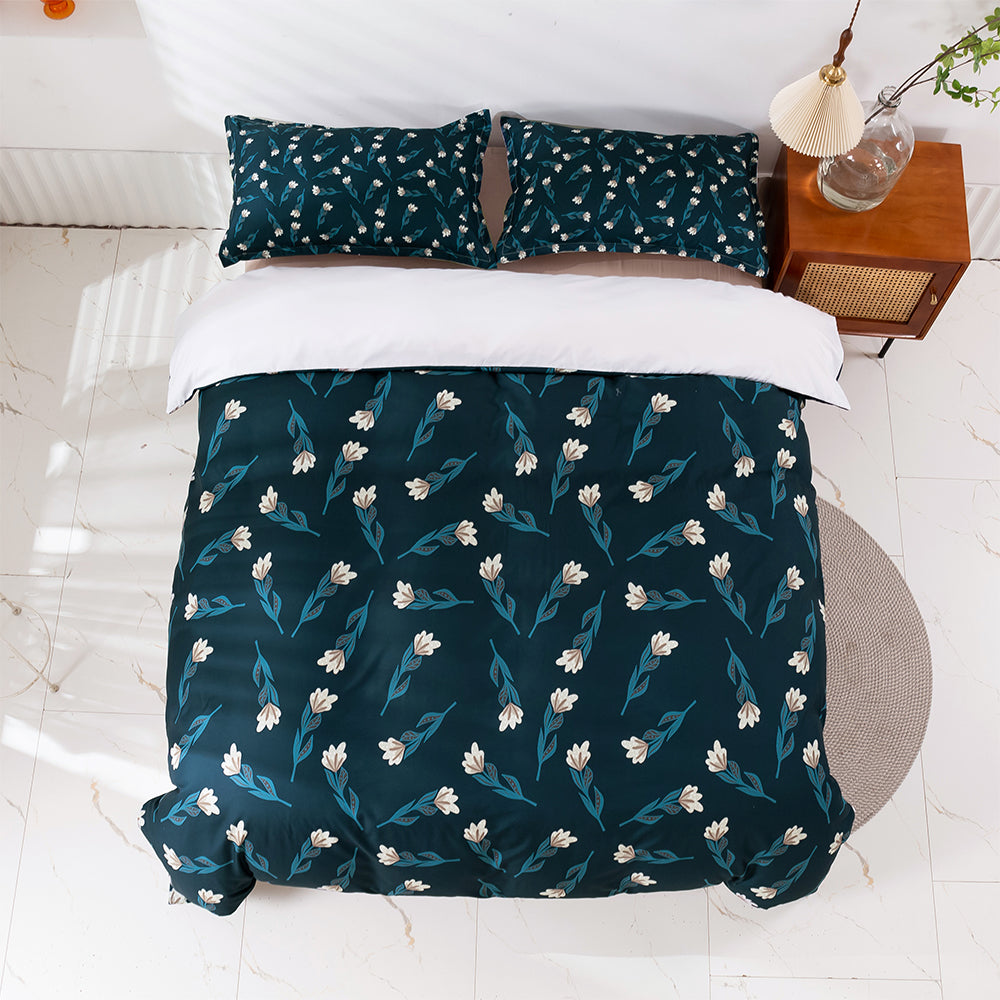 3D Blue Floral Plants Pattern Quilt Cover Set Bedding Set Duvet Cover Pillowcases 408