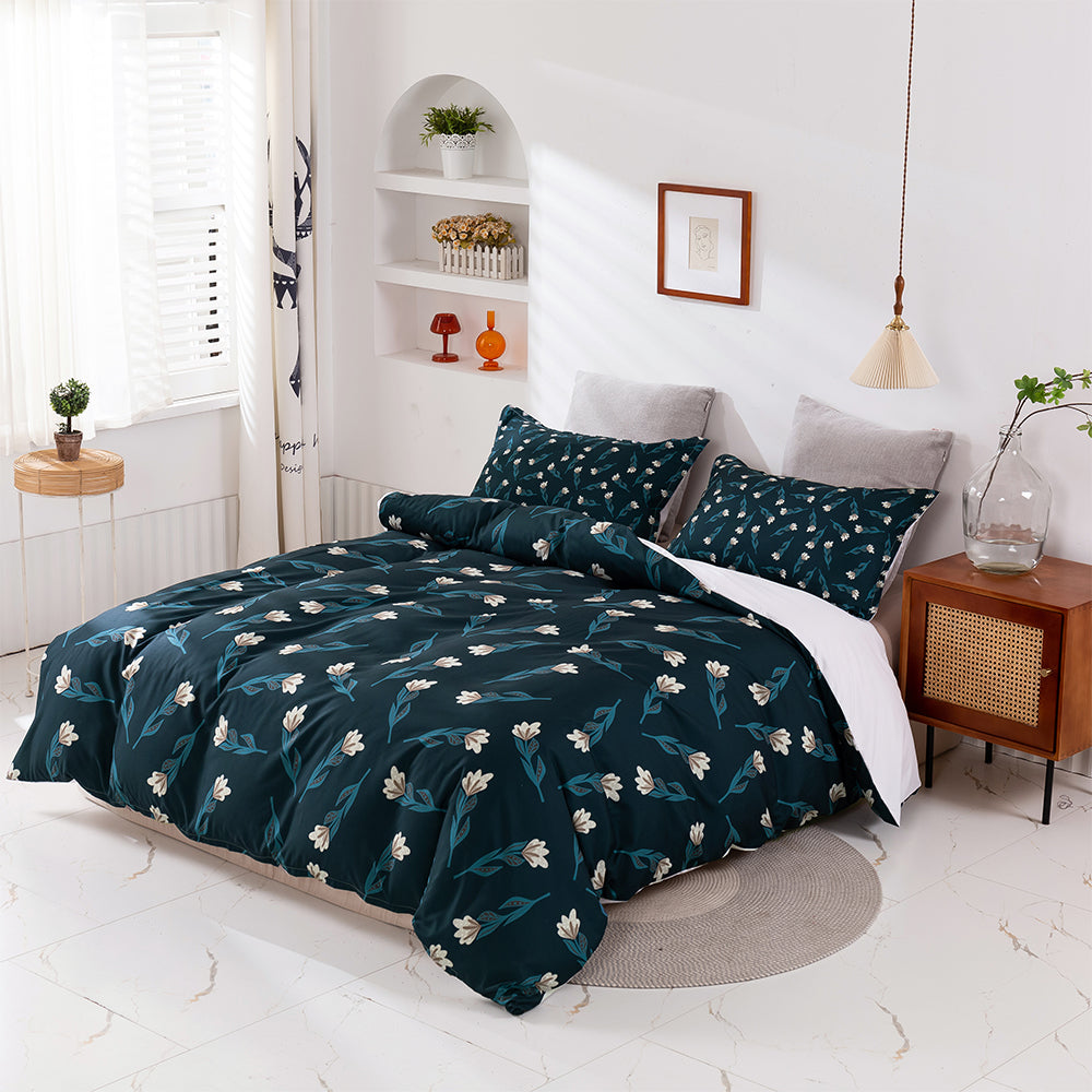 3D Blue Floral Plants Pattern Quilt Cover Set Bedding Set Duvet Cover Pillowcases 408