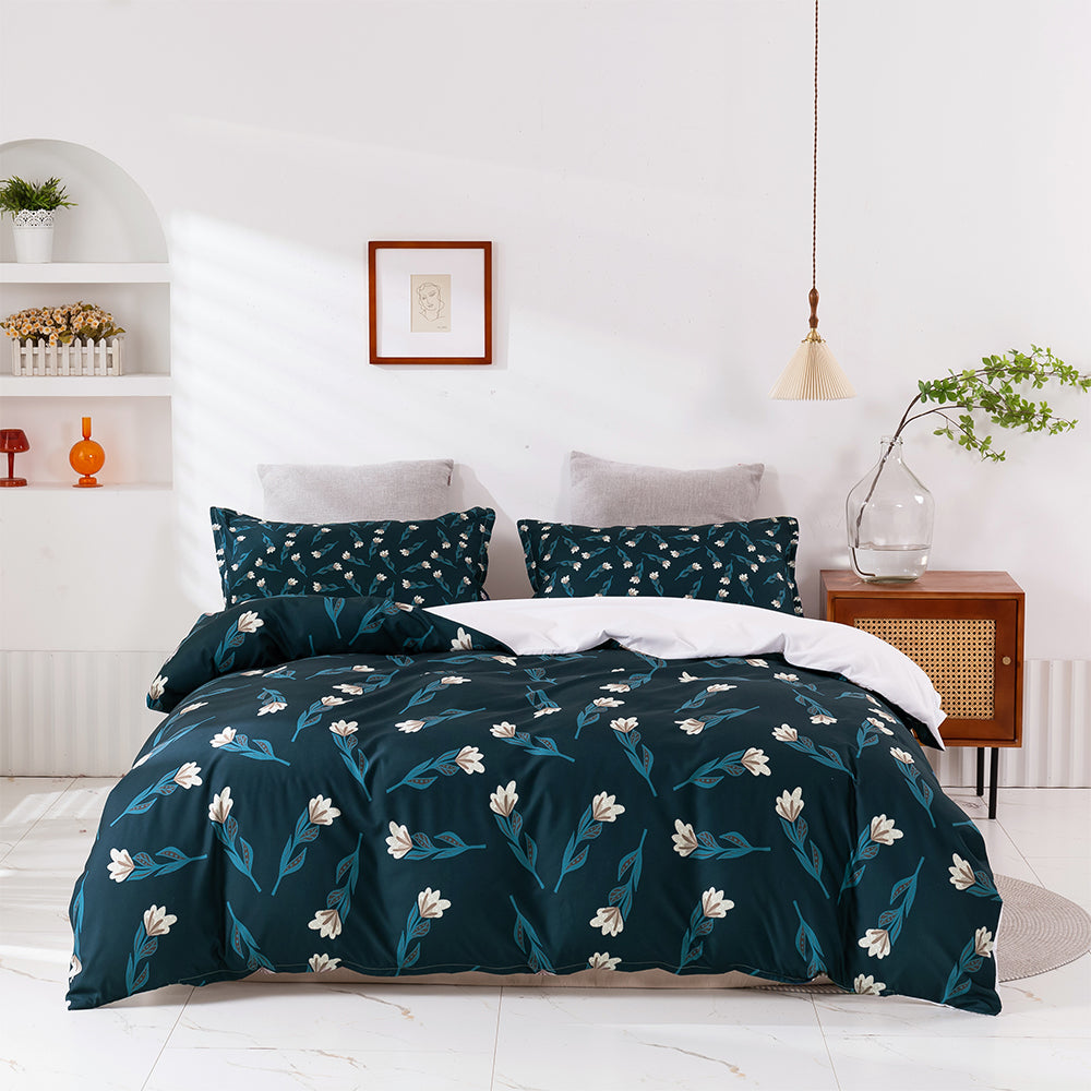 3D Blue Floral Plants Pattern Quilt Cover Set Bedding Set Duvet Cover Pillowcases 408