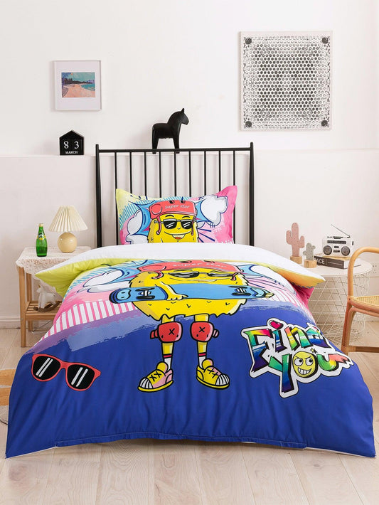 3D Cartoon Pineapple Skateboard Quilt Cover Set Bedding Set Duvet Cover Pillowcases 335