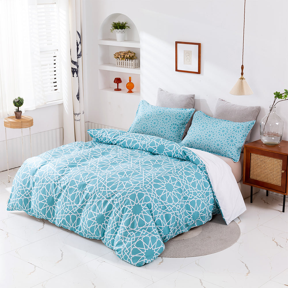3D Blue Geometric Pattern Quilt Cover Set Bedding Set Duvet Cover Pillowcases 409