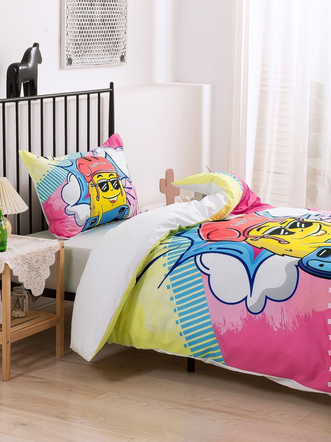 3D Cartoon Pineapple Skateboard Quilt Cover Set Bedding Set Duvet Cover Pillowcases 335