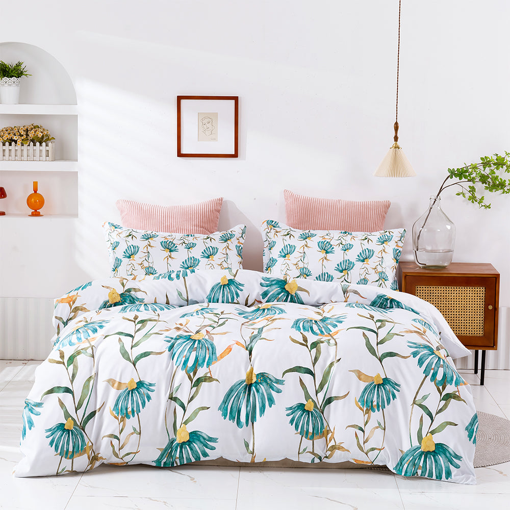 3D Blue Floral Pattern Quilt Cover Set Bedding Set Duvet Cover Pillowcases 411