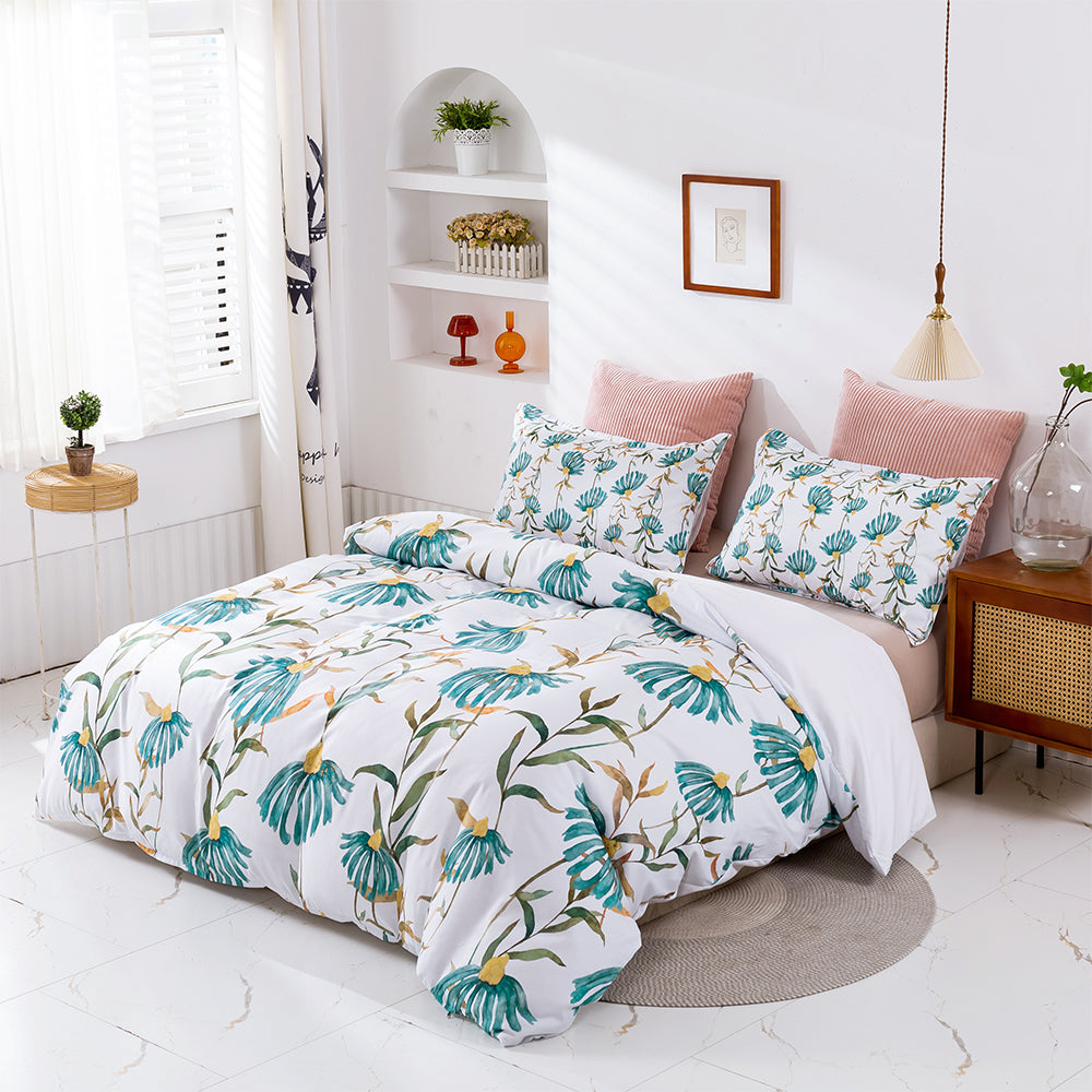 3D Blue Floral Pattern Quilt Cover Set Bedding Set Duvet Cover Pillowcases 411