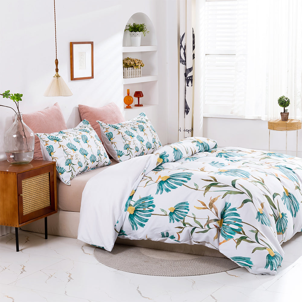 3D Blue Floral Pattern Quilt Cover Set Bedding Set Duvet Cover Pillowcases 411