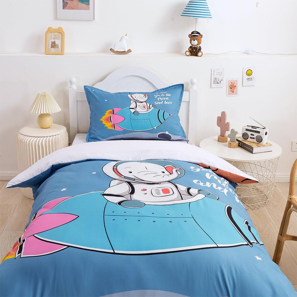 3D Cartoon Elephant Astronaut Space Quilt Cover Set Bedding Set Duvet Cover Pillowcases 333