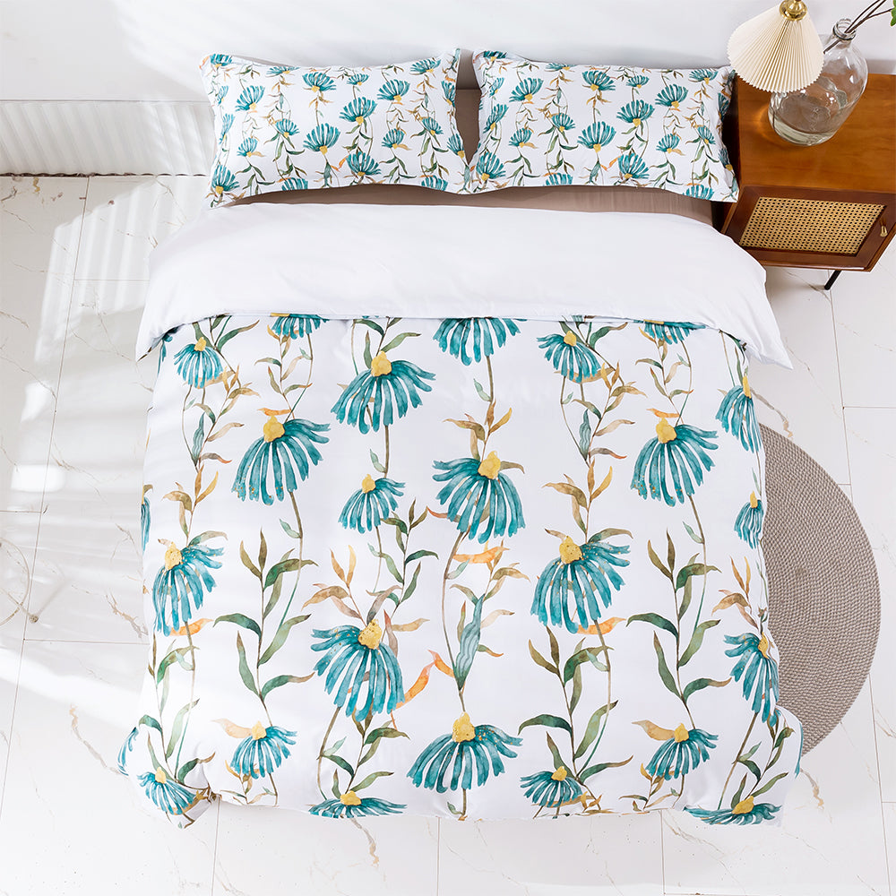 3D Blue Floral Pattern Quilt Cover Set Bedding Set Duvet Cover Pillowcases 411