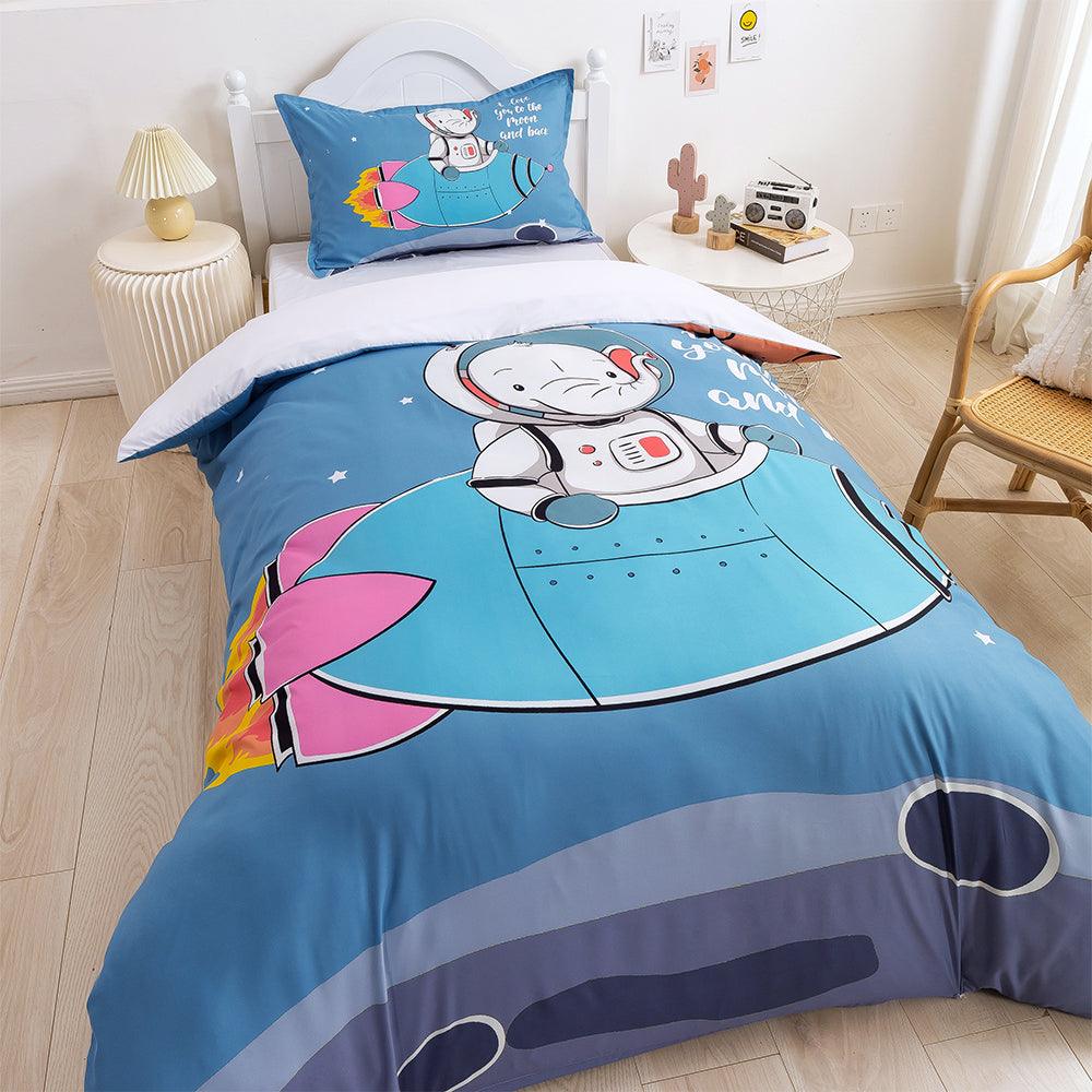 3D Cartoon Elephant Astronaut Space Quilt Cover Set Bedding Set Duvet Cover Pillowcases 333