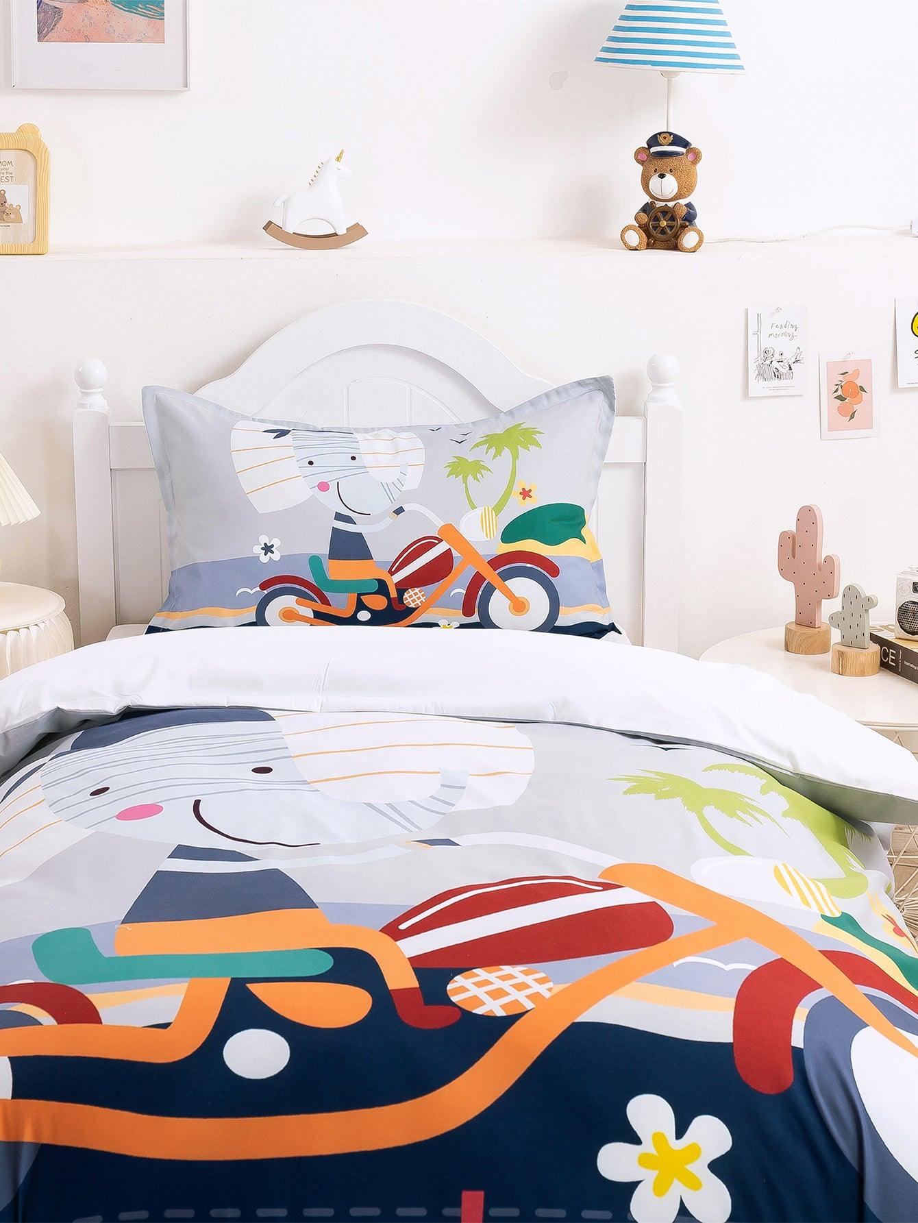 3D Cartoon Animal Elephant Bicycle Quilt Cover Set Bedding Set Duvet Cover Pillowcases 338