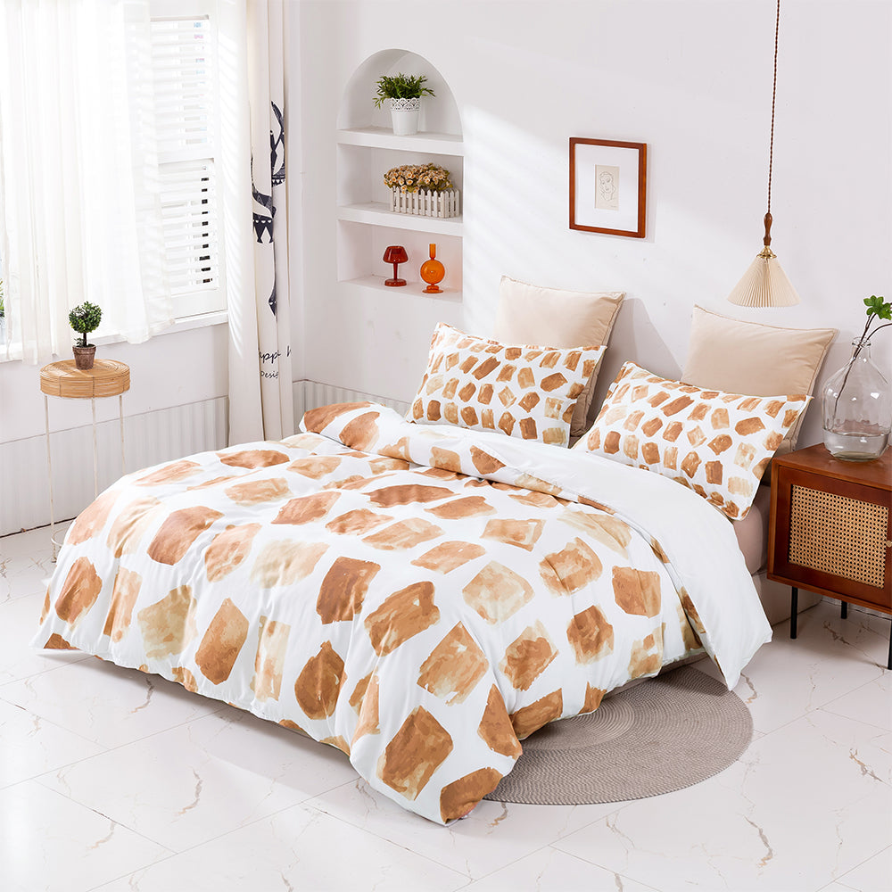 3D Brown Geometric Pattern Quilt Cover Set Bedding Set Duvet Cover Pillowcases 413