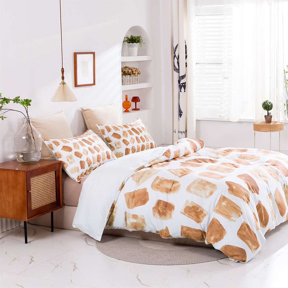 3D Brown Geometric Pattern Quilt Cover Set Bedding Set Duvet Cover Pillowcases 413