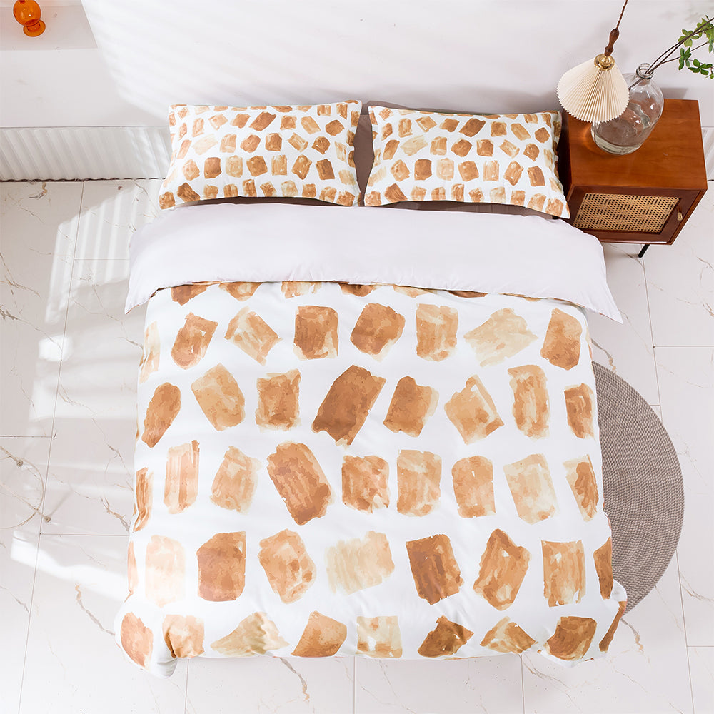 3D Brown Geometric Pattern Quilt Cover Set Bedding Set Duvet Cover Pillowcases 413