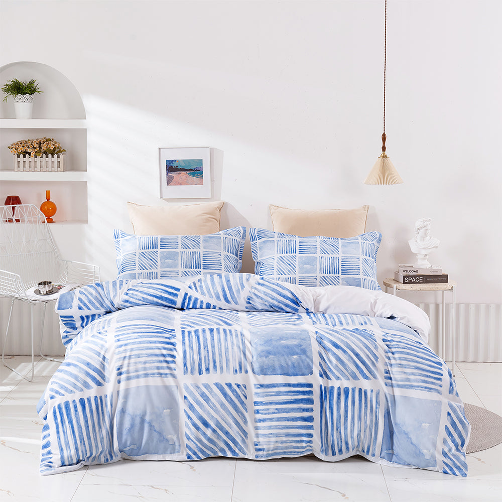 3D Blue Geometric Quilt Cover Set Bedding Set Duvet Cover Pillowcases 414