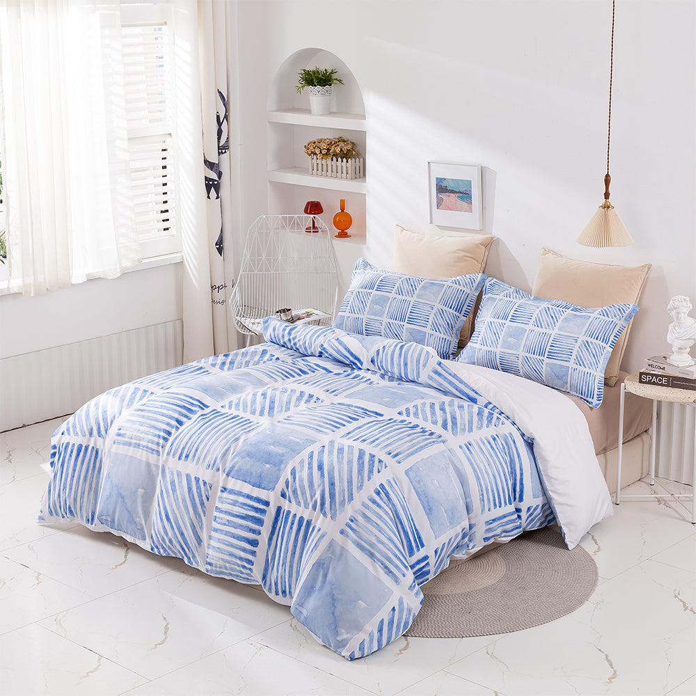 3D Blue Geometric Quilt Cover Set Bedding Set Duvet Cover Pillowcases 414