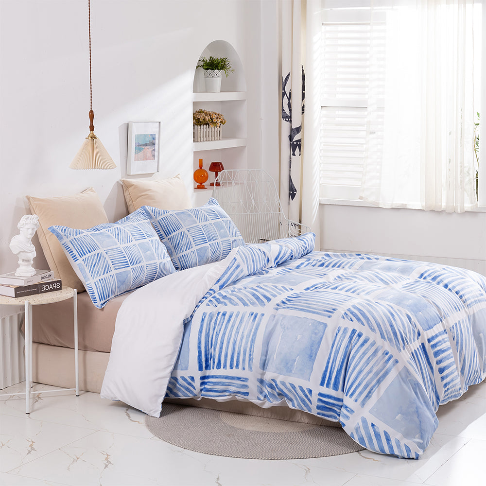 3D Blue Geometric Quilt Cover Set Bedding Set Duvet Cover Pillowcases 414