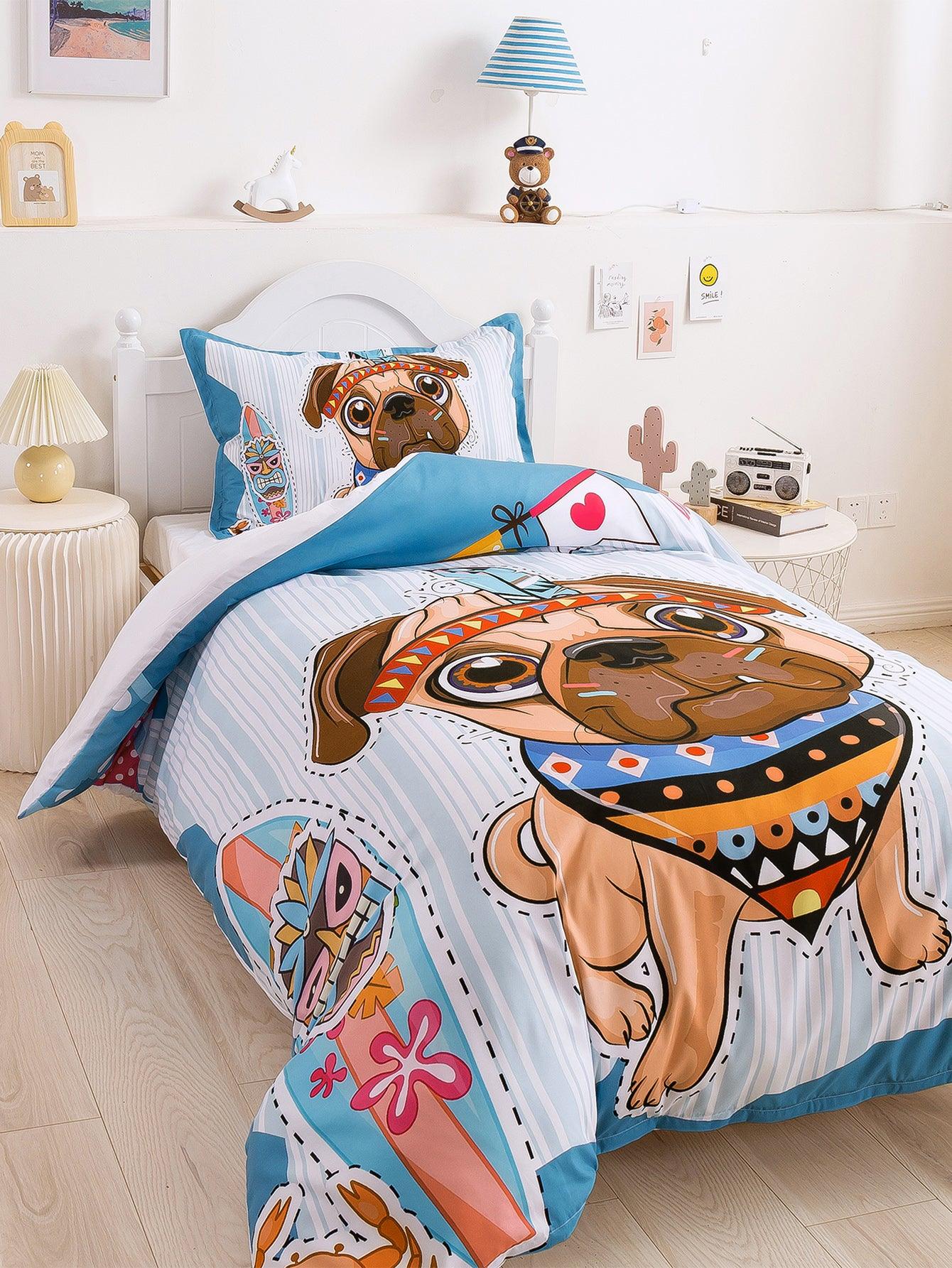 3D Cartoon Animal Dog Quilt Cover Set Bedding Set Duvet Cover Pillowcases 340