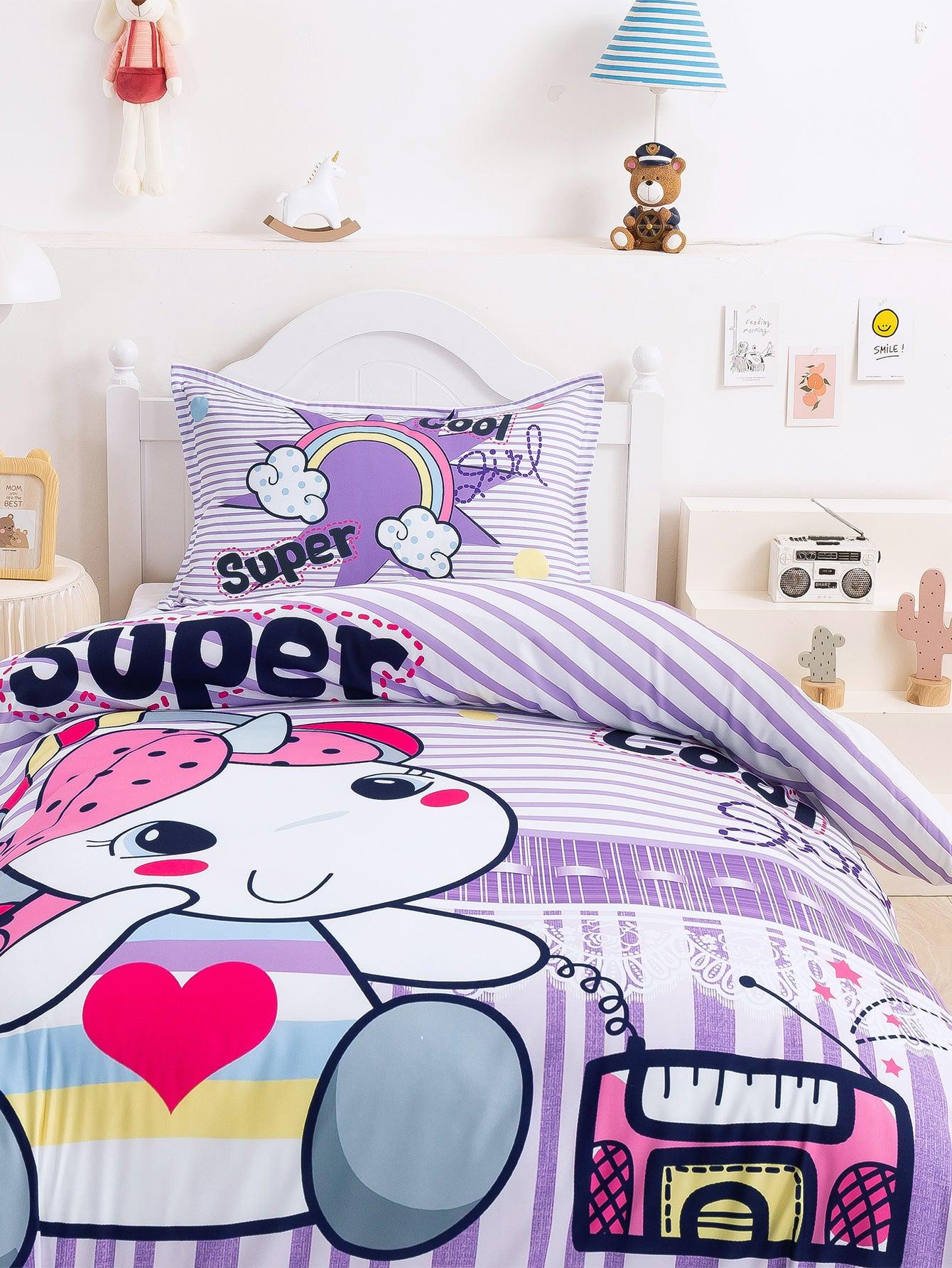 3D Cartoon Animal Unicorn Quilt Cover Set Bedding Set Duvet Cover Pillowcases 343