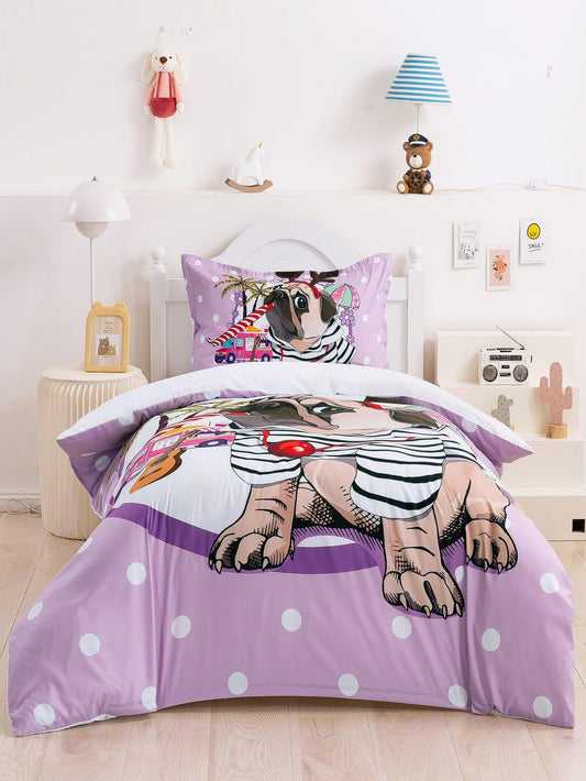 3D Cartoon Animal Dog Quilt Cover Set Bedding Set Duvet Cover Pillowcases 344