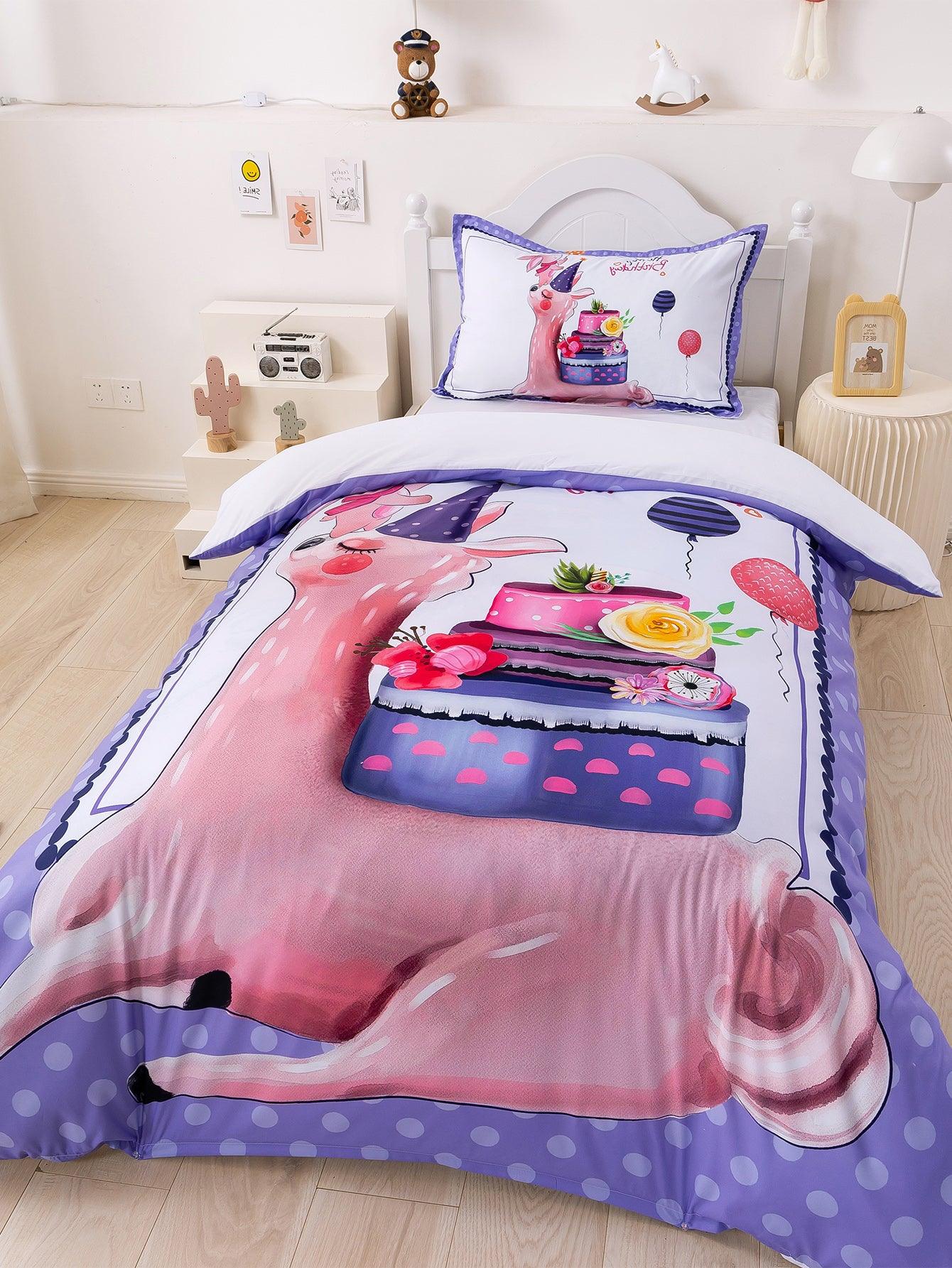 3D Cartoon Animal Alpaca Quilt Cover Set Bedding Set Duvet Cover Pillowcases 347
