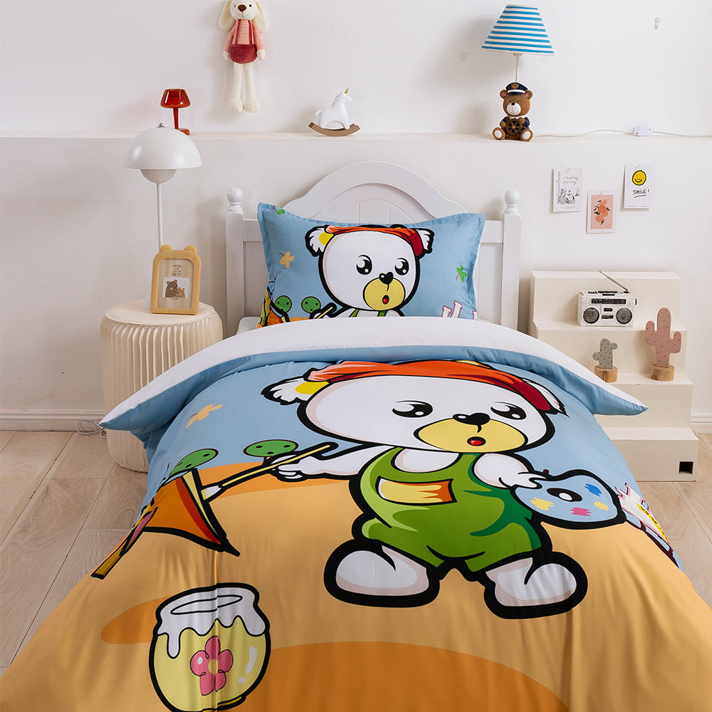 3D Bear Honey Cartoon Quilt Cover Set Bedding Set Duvet Cover Pillowcase 204