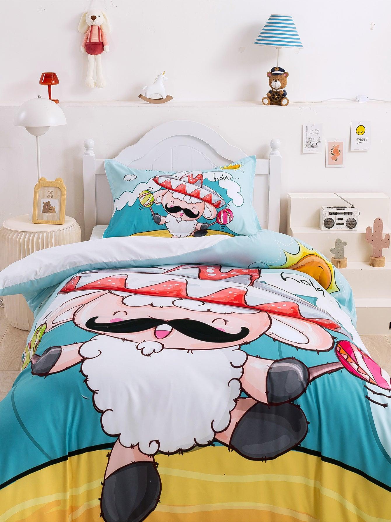 3D Cartoon Animal Sheep Quilt Cover Set Bedding Set Duvet Cover Pillowcases 348