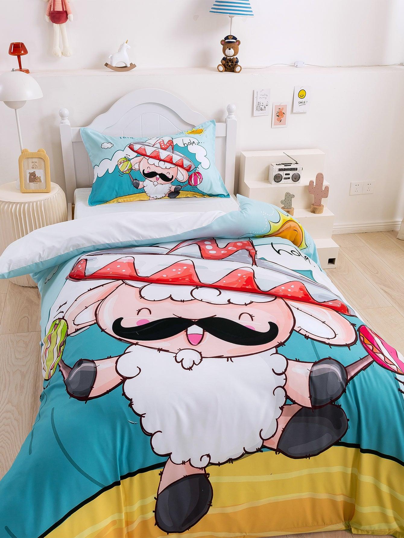 3D Cartoon Animal Sheep Quilt Cover Set Bedding Set Duvet Cover Pillowcases 348