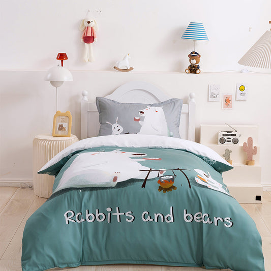 3D Bear Rabbit Green Quilt Cover Set Bedding Set Duvet Cover Pillowcases 208