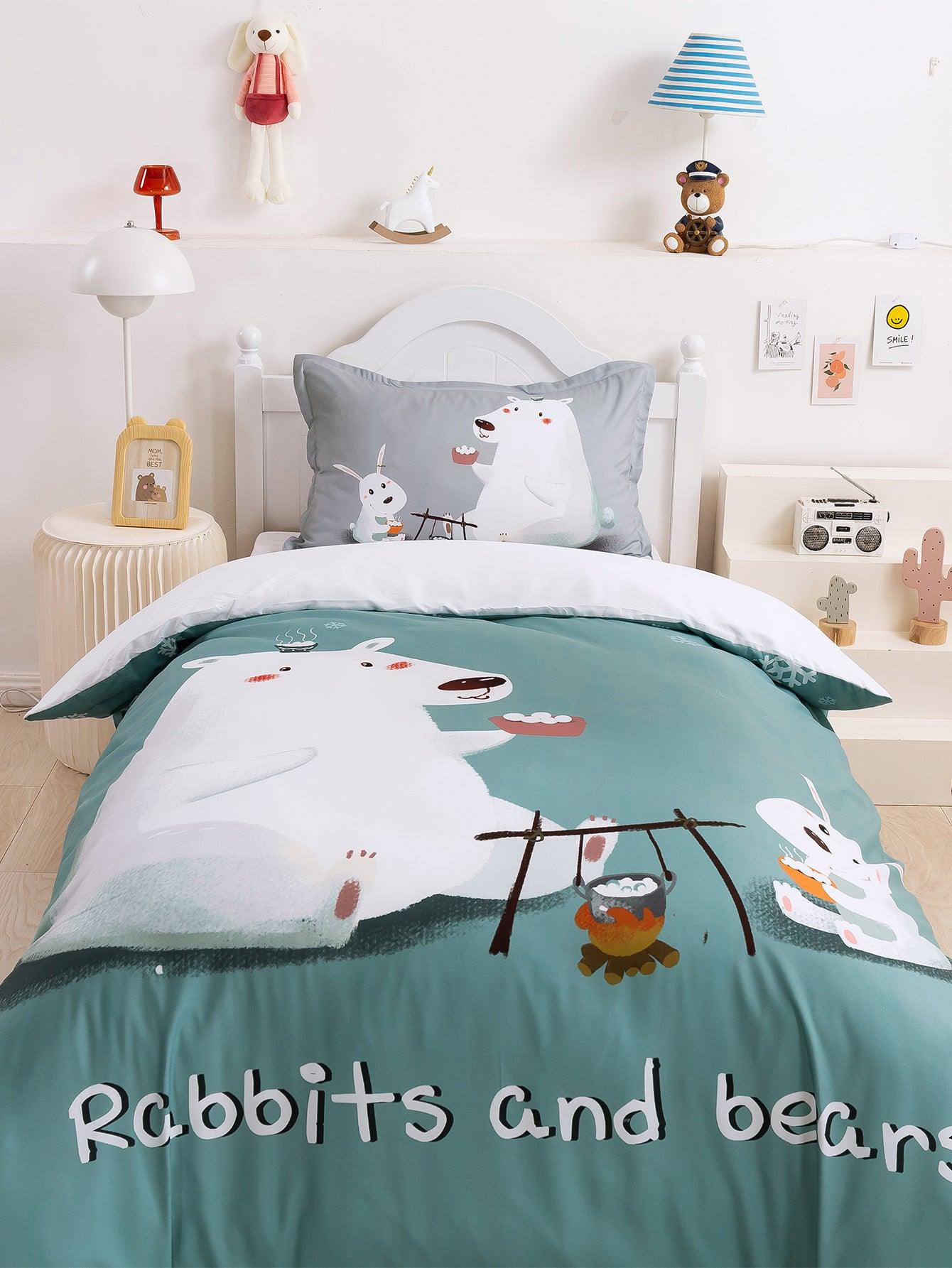 3D Cartoon Animal Polar Bear Quilt Cover Set Bedding Set Duvet Cover Pillowcases 346