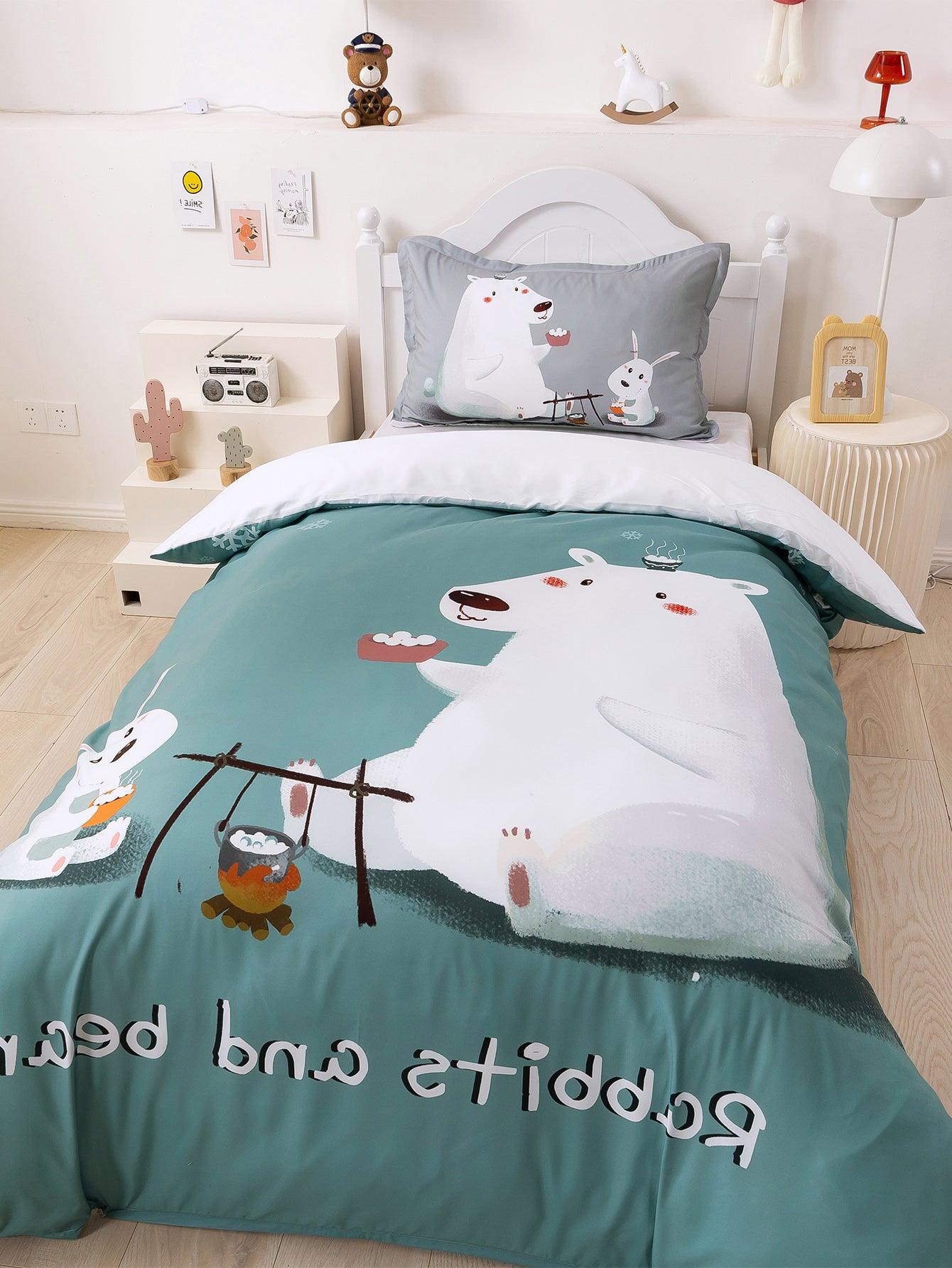 3D Cartoon Animal Polar Bear Quilt Cover Set Bedding Set Duvet Cover Pillowcases 346
